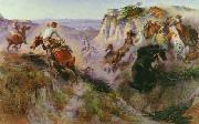 Charles M Russell The Wild Horse Hunters USA oil painting artist